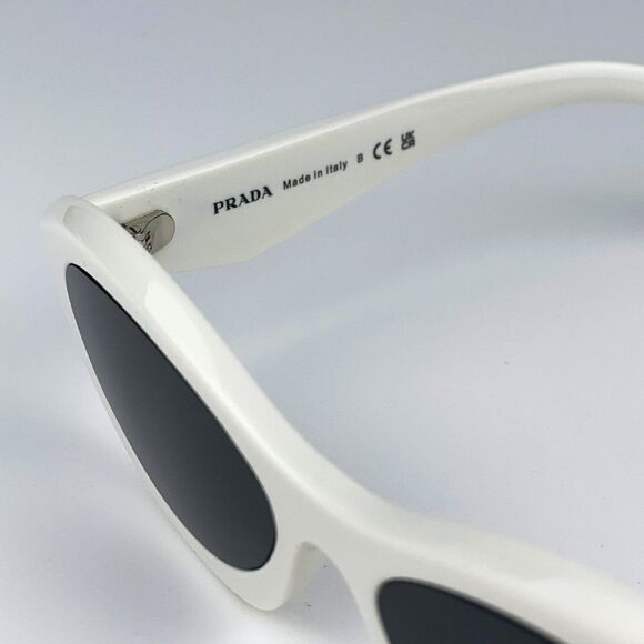NEW Prada PR26ZS 17K08Z Talc White Dark Grey Oval Women Sunglasses - Picture 9 of 11